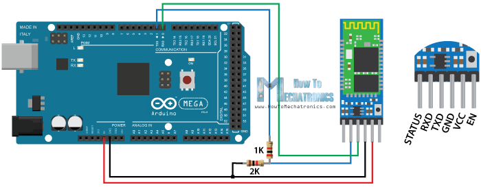 Arduino和HC 05蓝牙模块电路示意图 -  Arduino蓝牙教程