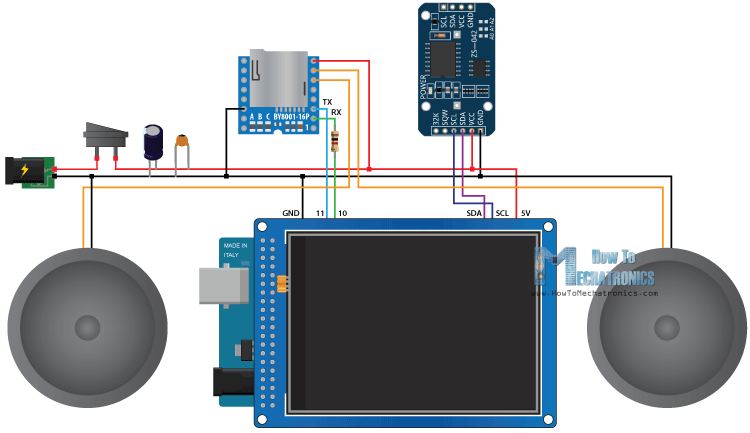 Arduino音乐播放器和闹钟零件清单电路原理图