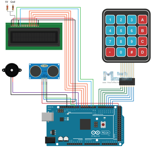 Arduino报警系统电路示意图