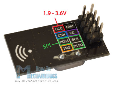 NRF24L01收发模块Pinouts连接