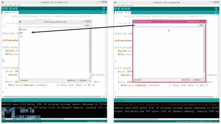 HC-12 Arduino串口通信示例