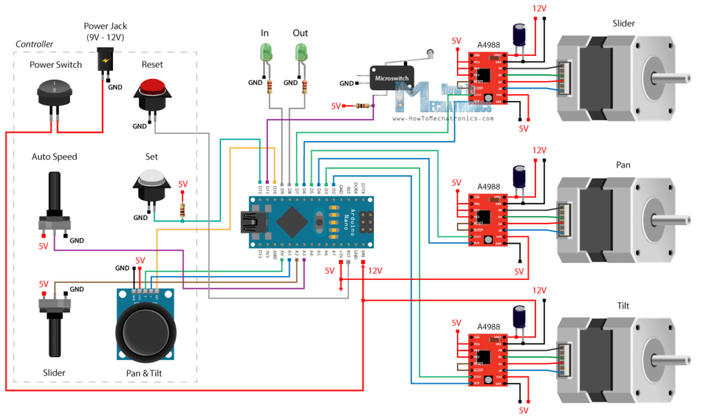 DIY电动摄像滑块，Arduino项目电路图