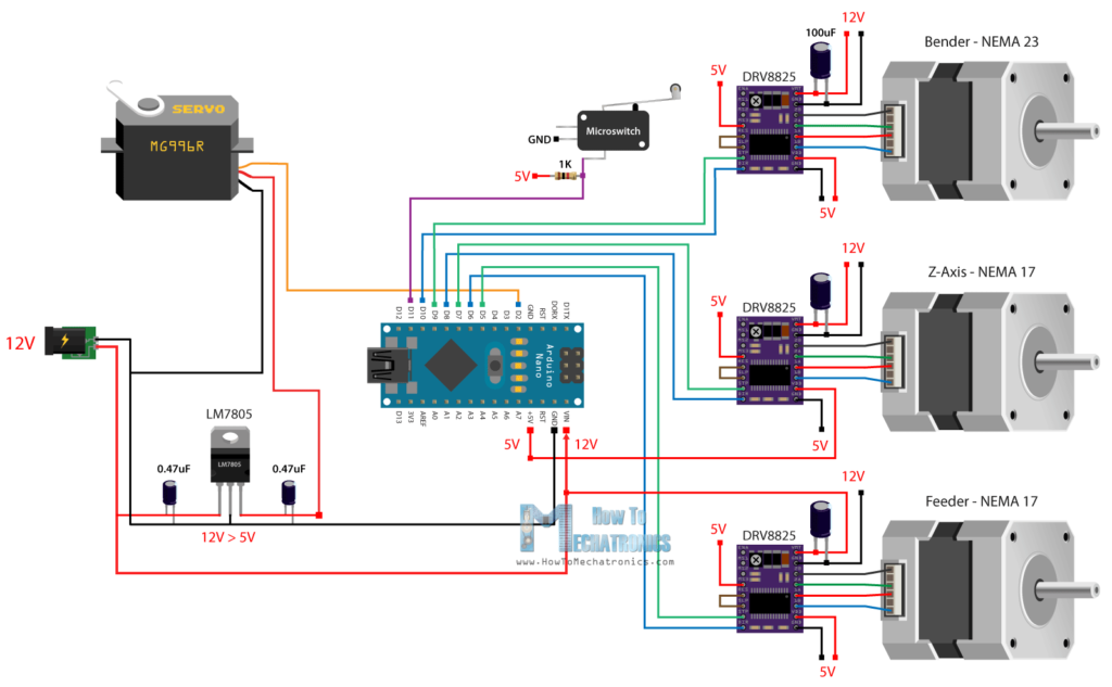 Arduino 3D电线弯曲机电路图