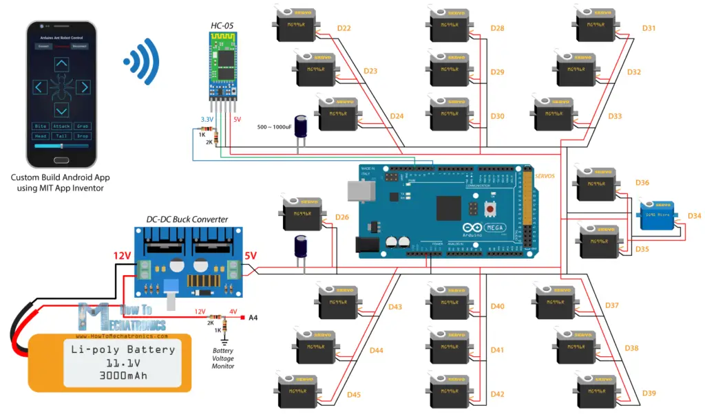 Arduino六足蚂蚁机器人电路图原理图