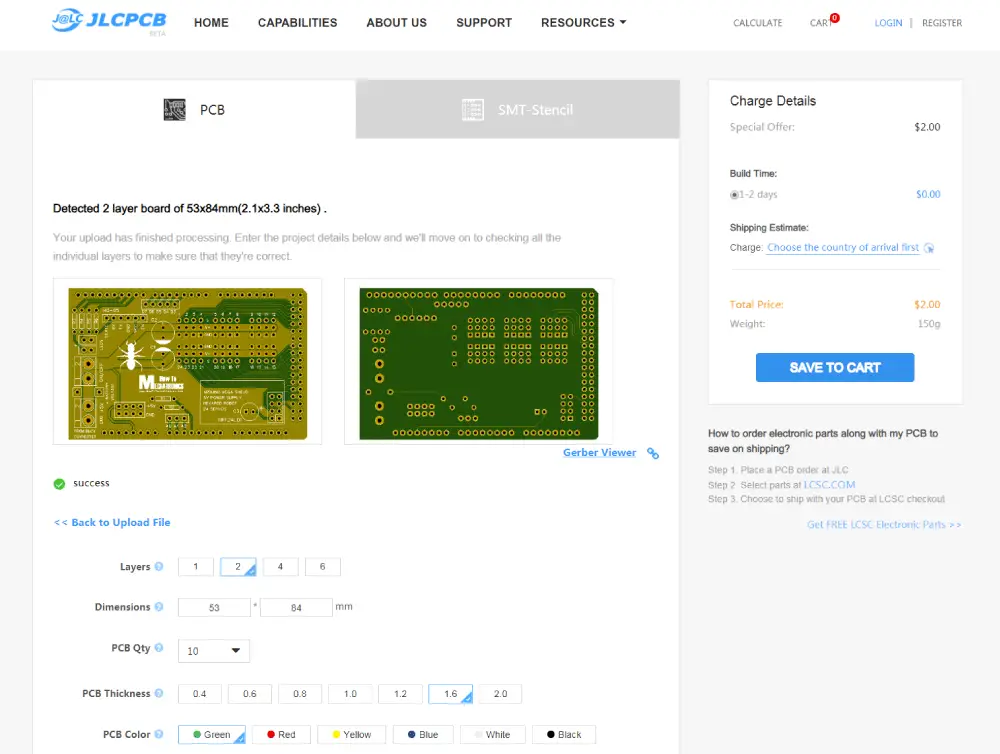 从JLCPCB订购PCB