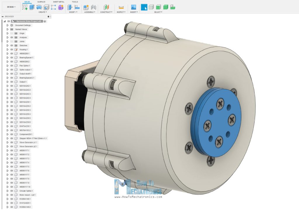 Fusion 360谐波传动的三维模型