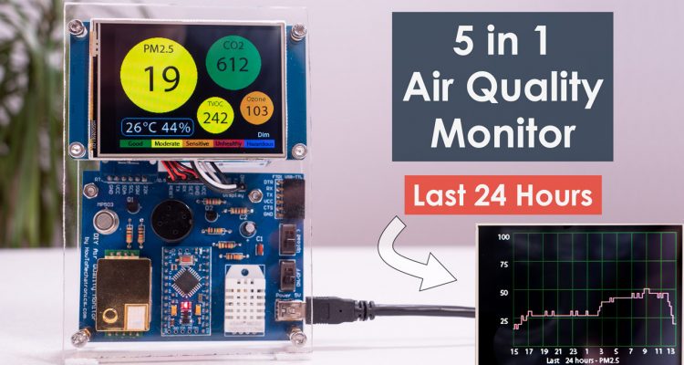 DIY空气质量监测- PM2.5，二氧化碳，VOC，臭氧，温度和嗡嗡Arduino仪表